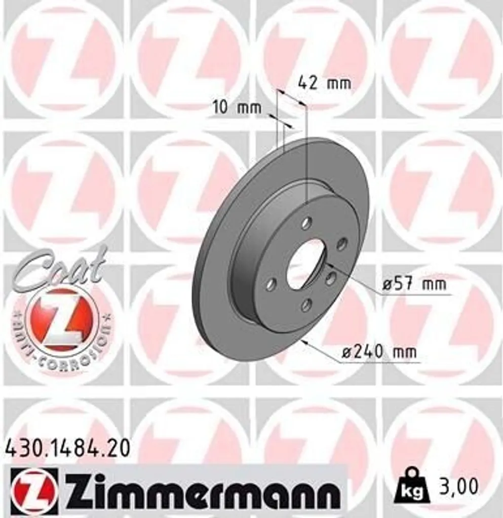 Disque de frein ZIMMERMANN 430.1484.20 pour Astra G, H et Meriva X03