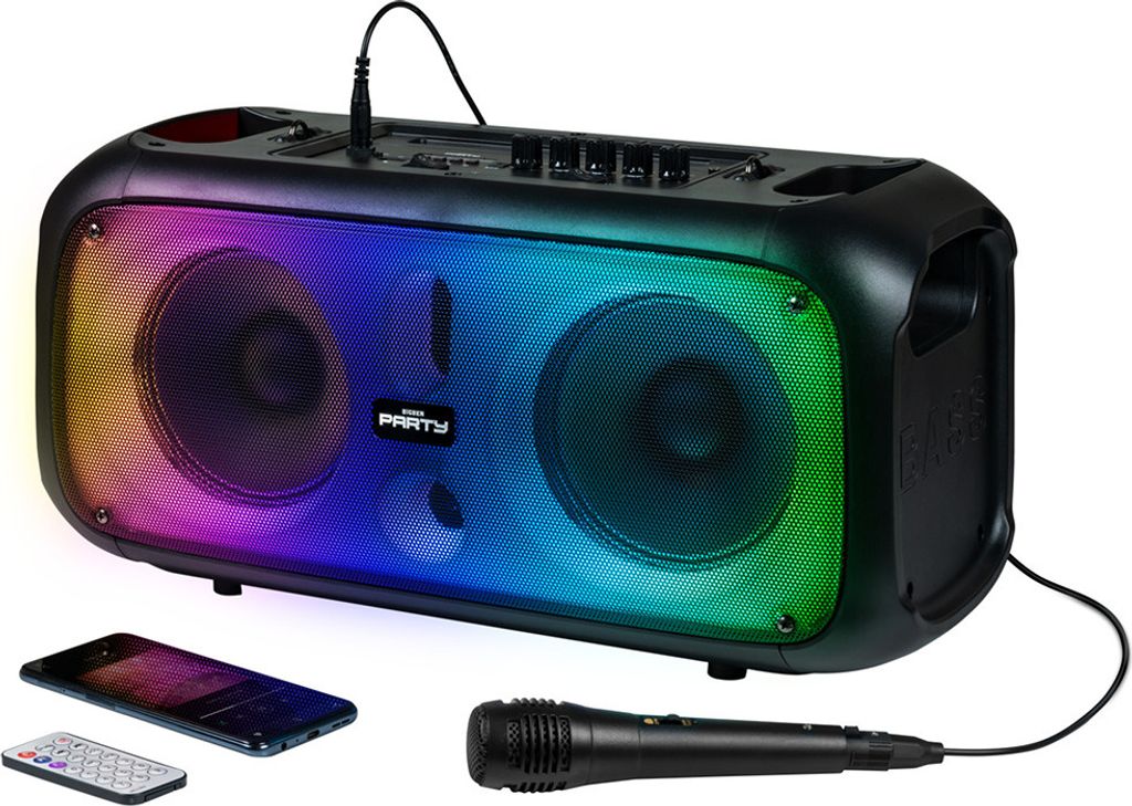 BigBen Interaktive PARTYBTHPLH - Lautsprecher Bluetooth leistungsstark, kabellos, hell, USB-Buchsen, MicroSD, AUX-IN, Equalizer, Musikleistung 200W