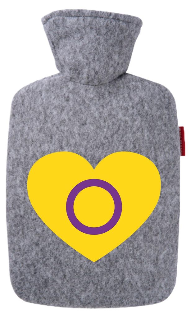 Huuraa Wärmflasche Intersex Pride Flagge LGBTQ Herz 1,8 Liter Filz Classic Filzbezug Bettflasche Geschenkidee