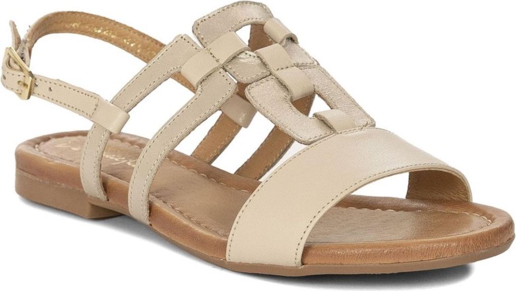 Goldbeige Vollnarbenleder-Sandalen mit verstellbaren Riemen Modell 0702025001
