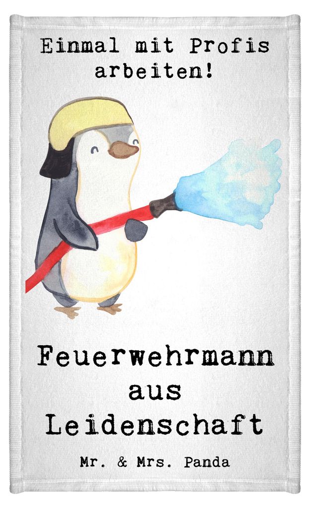 Mr. & Mrs. Panda Handtuch Feuerwehrmann Leidenschaft - Weiß - Geschenk, Spruch, Frotteehandtuch, Motiv, badezimmer, Freiwillige Feuerwehr, Lustig,...