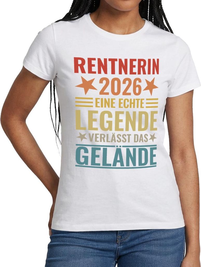 Spreadshirt Rentnerin 2026 Echte Legende verlässt das Gelände Frauen T-Shirt, M, Weiß