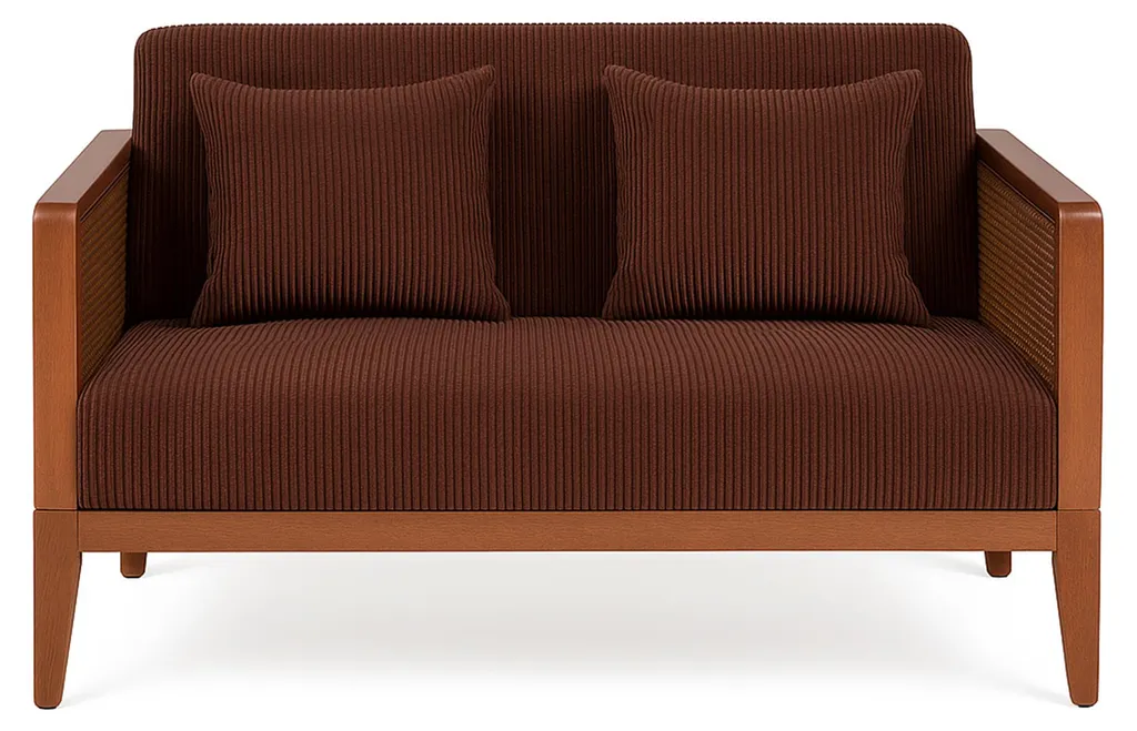 Canapé en Noyer Massif Boca Duo 2 Places avec Coussins Confortables