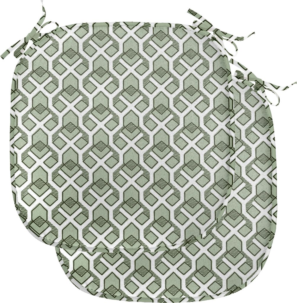 ABAKUHAUS Geometrisch Polster für Esszimmerstühle, Vintage Rhombus Stripes, Dekoratives wasserfestes Kissen mit Riemen für Küchensitze, 40 cm x...