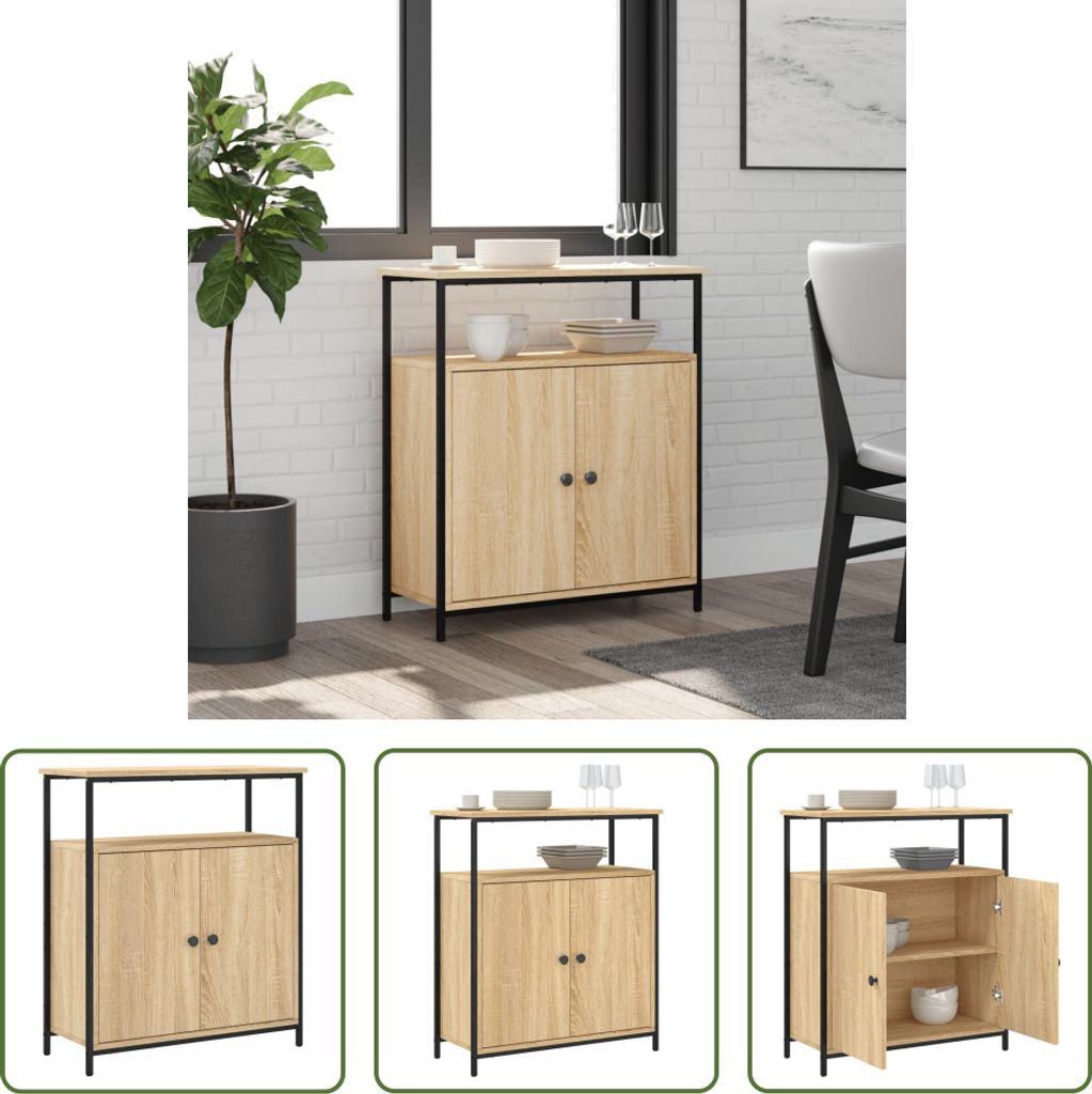 The Living Store Sideboard Sonoma-Eiche 70x30x80 cm Holzwerkstoff