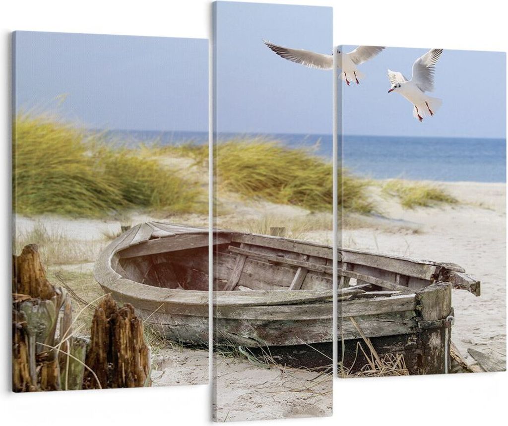 Bild auf Leinwand - Leinwandbild - 3 Teile - Strand Möwen £ódŸ - 95x80cm - Wand Bild - Wanddeko - Wandbilder - Leinwanddruck - Bilder - Wanddek...
