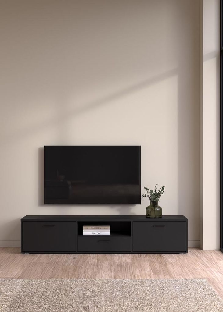 Media Lowboard / TV-Möbel Schwarz Matt