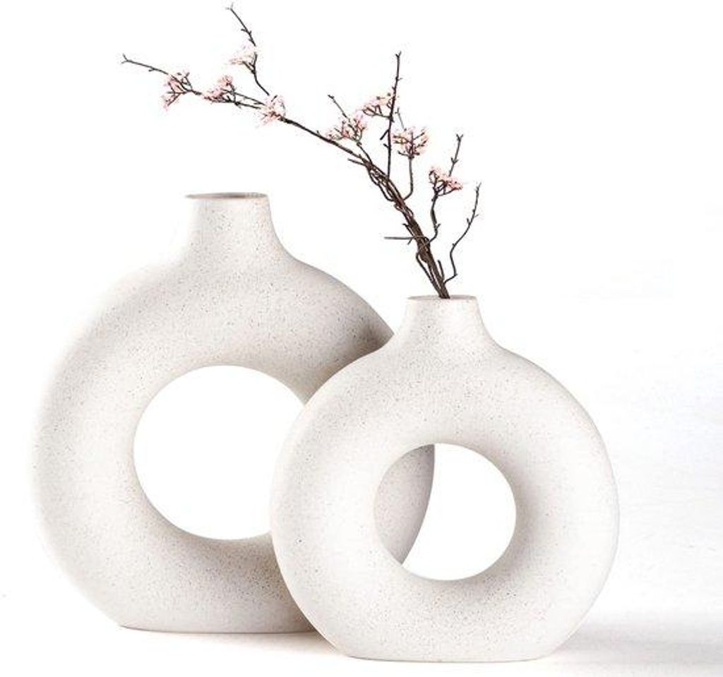 Keramische Vase weiß handgemacht Dekoration