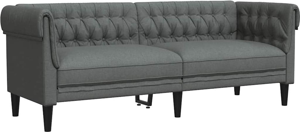 vidaXL Chesterfield-Sofa 3-Sitzer Dunkelgrau Stoff Produktbild 