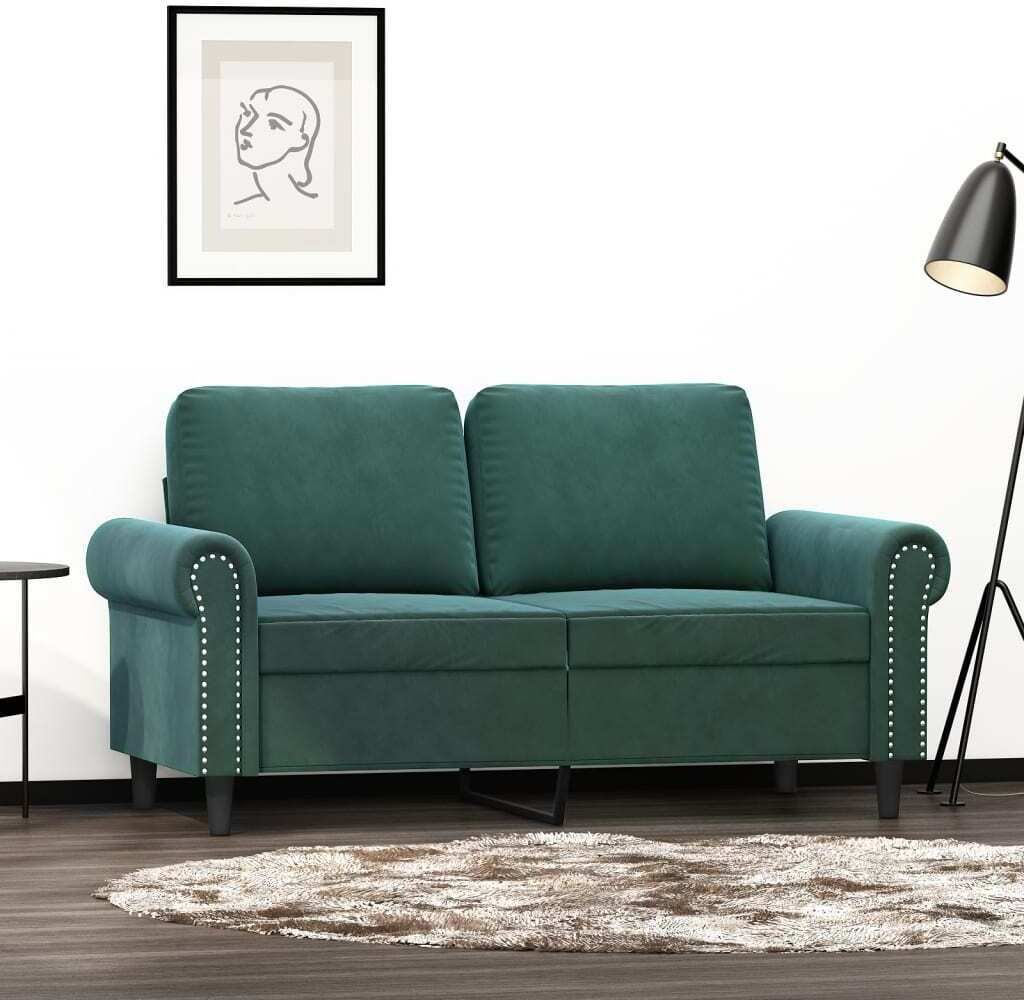 Design 2-Sitzer-Sofa Dunkelgrün 120 cm Samt, Schlafsofas 2024 Neu