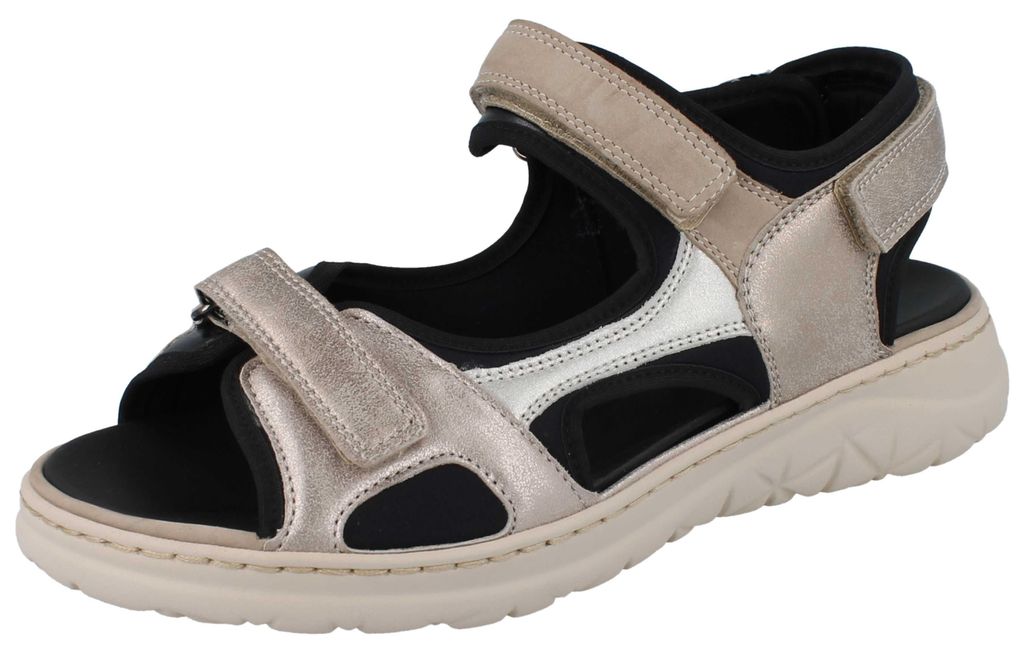 WALDLÄUFER H-Joline Damen Sandale grau beige schwarz Produktbild 