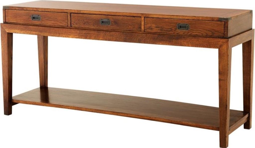 Casa Padrino Luxus Konsole mit 3 Schubladen in braun 162,5 x 47,5 x H. 76 cm - Wohnzimmermöbel