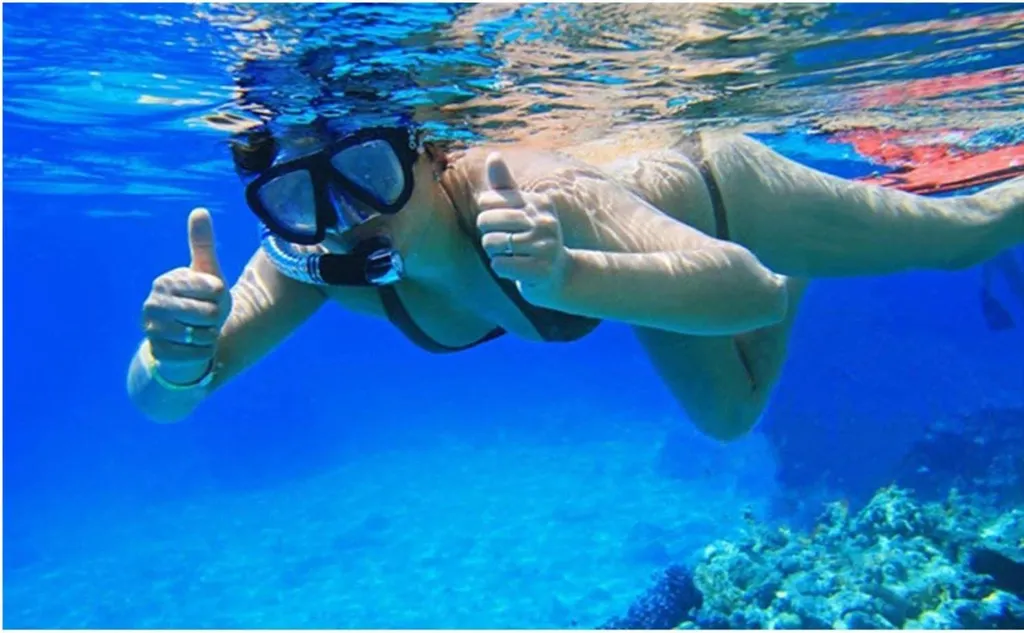 Masque de snorkeling anti-buée HD bleu clair vision panoramique 180°