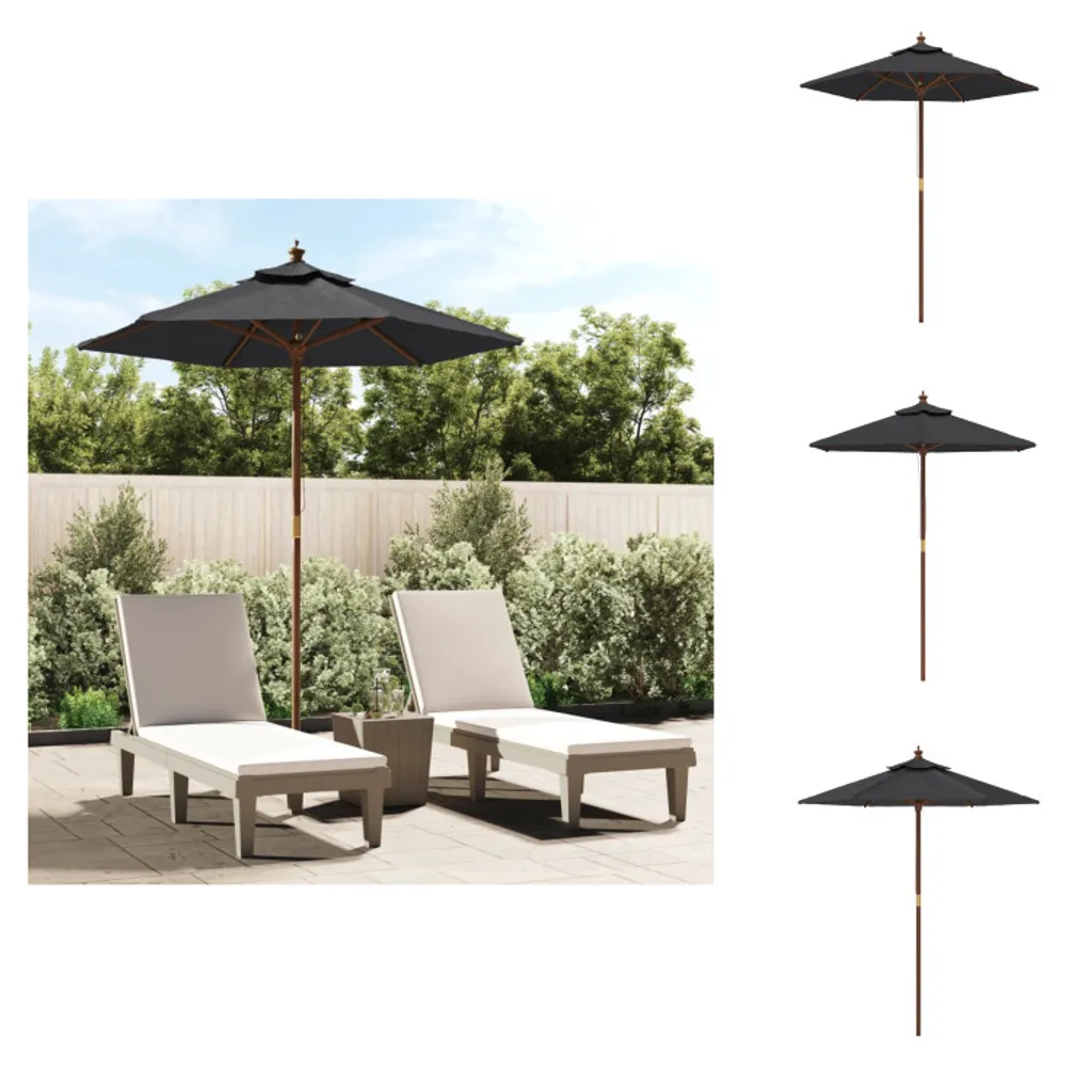 Ombrellone Design vidaXL Palo Legno Nero 196x231 cm | Shop Online