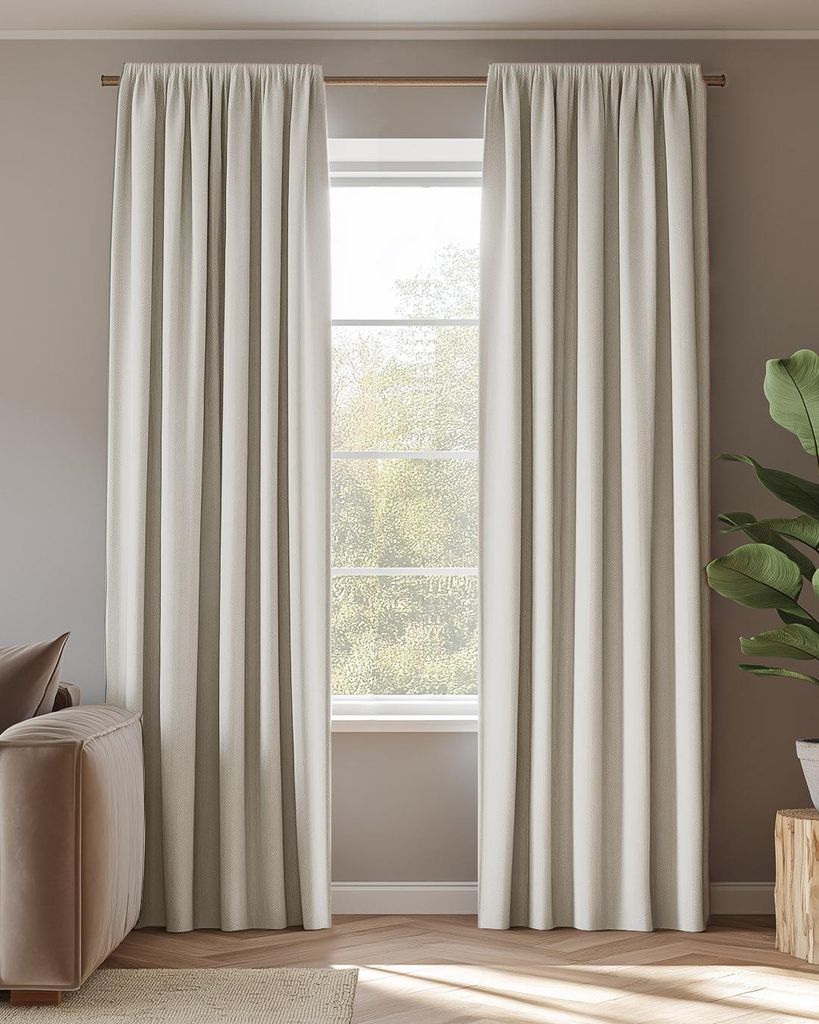 Vorhang Amber Blickdicht 140x270cm- Kräuselband - Wollweiß Produktbild 