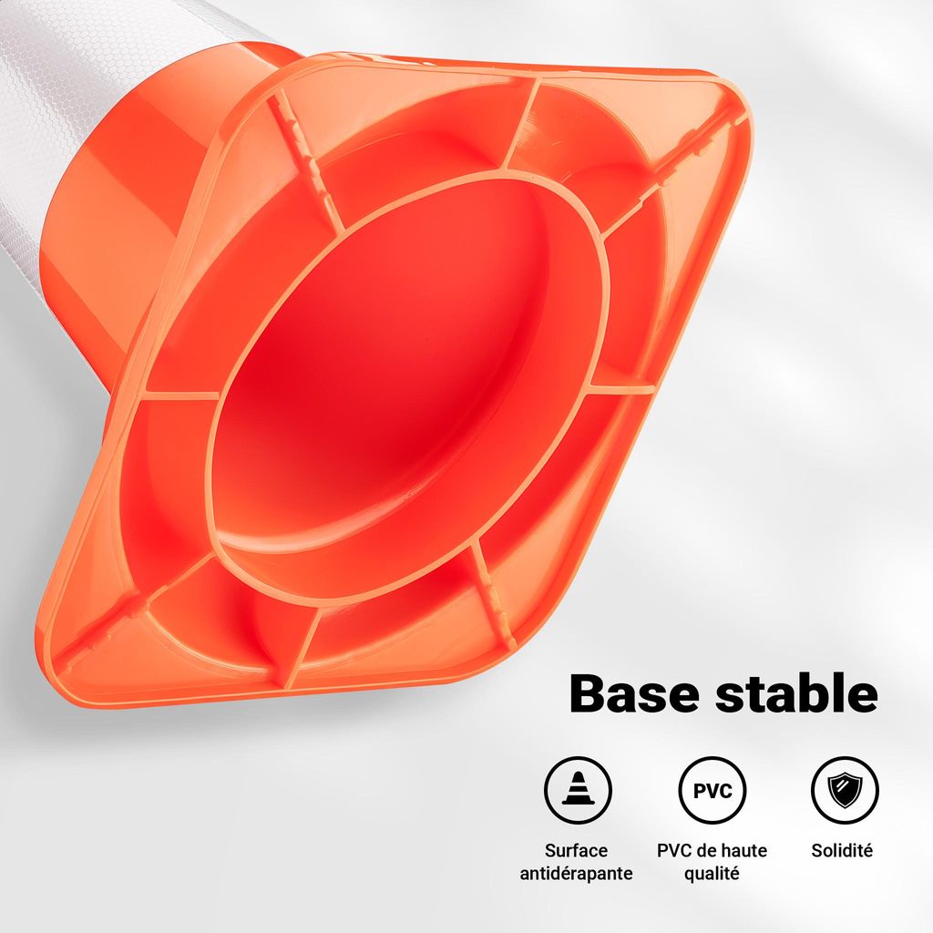 Lot 10 Cônes De Signalisation Routière Arebos 50cm Orange Blanc - Chantier Entraînement Sportif