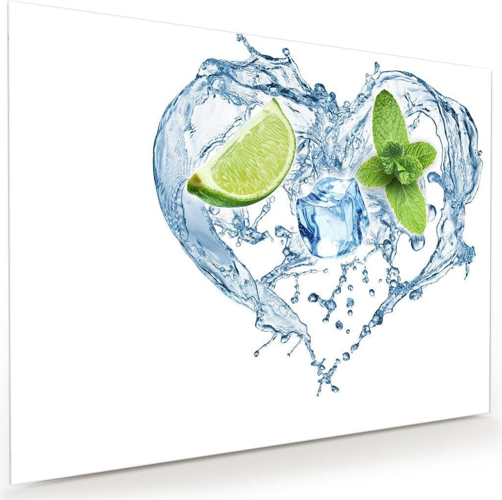 Glasbild Wandbild Herz auf Spritzwasser 100x75cm in XXL für Wohnzimmer, Schlafzimmer, Badezimmer, Flur