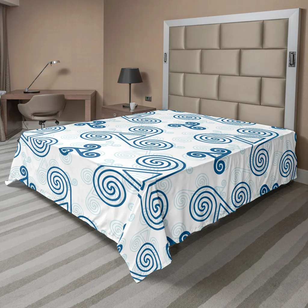 Drap doux et confortable imprimé Triskel bleu, textile haute qualité