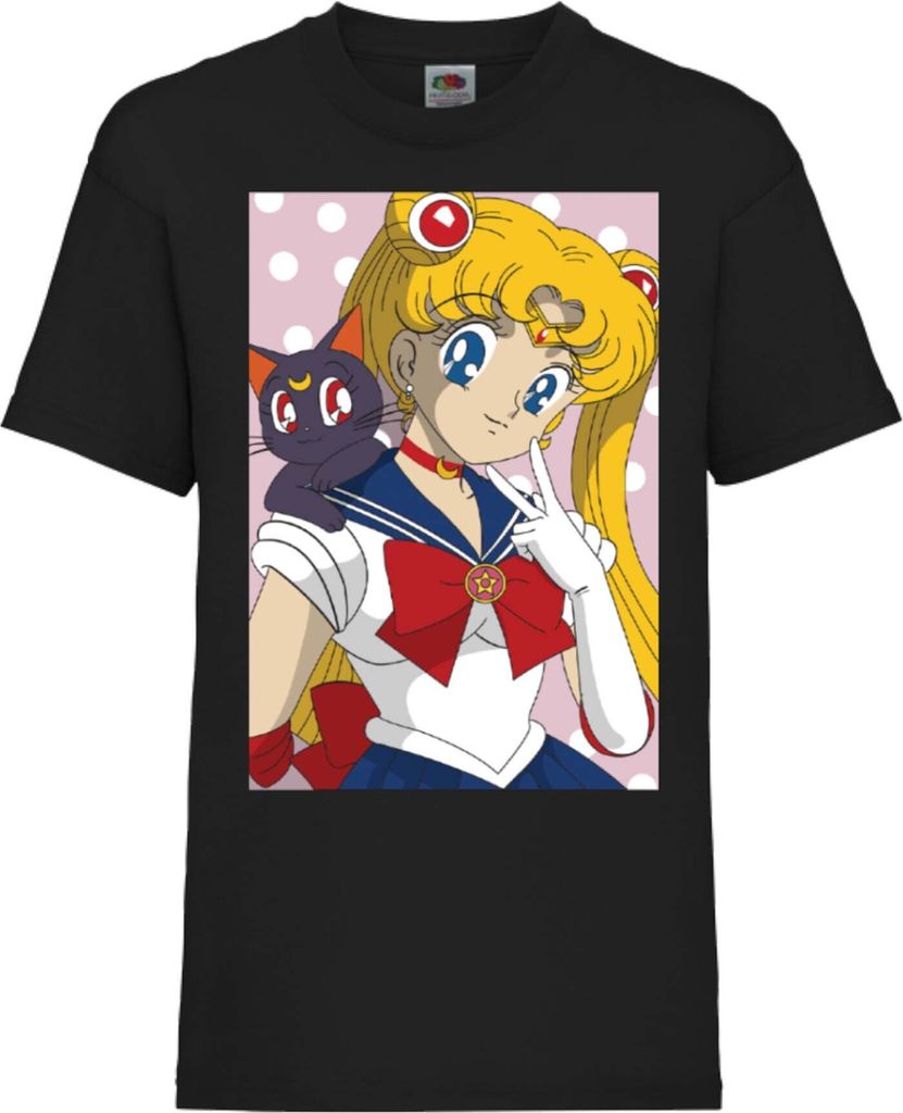 Kinder T-Shirt Sailor Anime Manga Moon 02, 9-11 Jahr - 140 / Schwarz