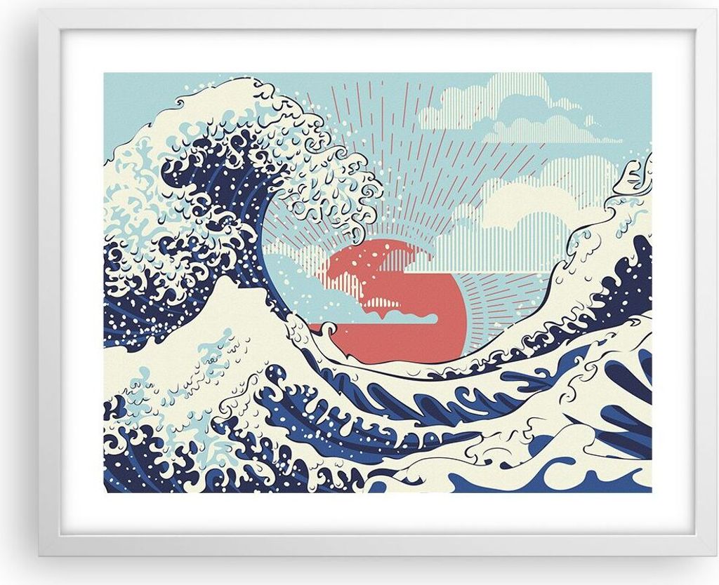 Gerahmtes Poster - Weißer Rahmen - Rot modern vielleicht - 50x40 cm - Wand Bild - Wanddeko - Wandbilder - Kunstposter - Wandposter - Bilderrahmen ...