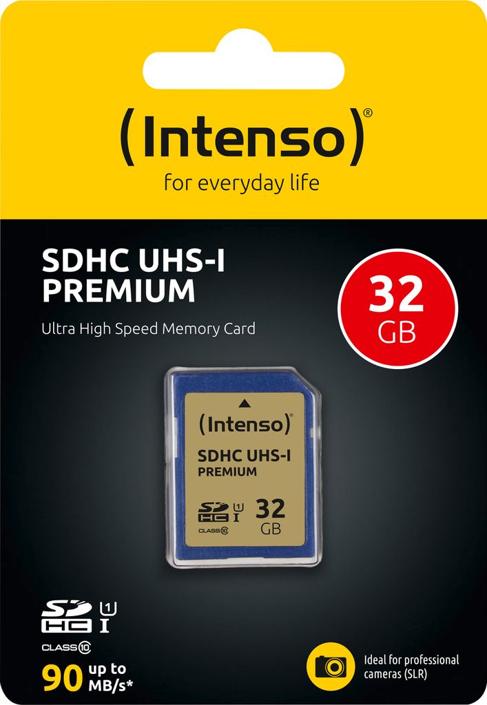 Intenso 32GB SDHC, 32 GB, SDHC, Klasa 10, UHS-I, 90 MB/s, Zdjęcie produktu 