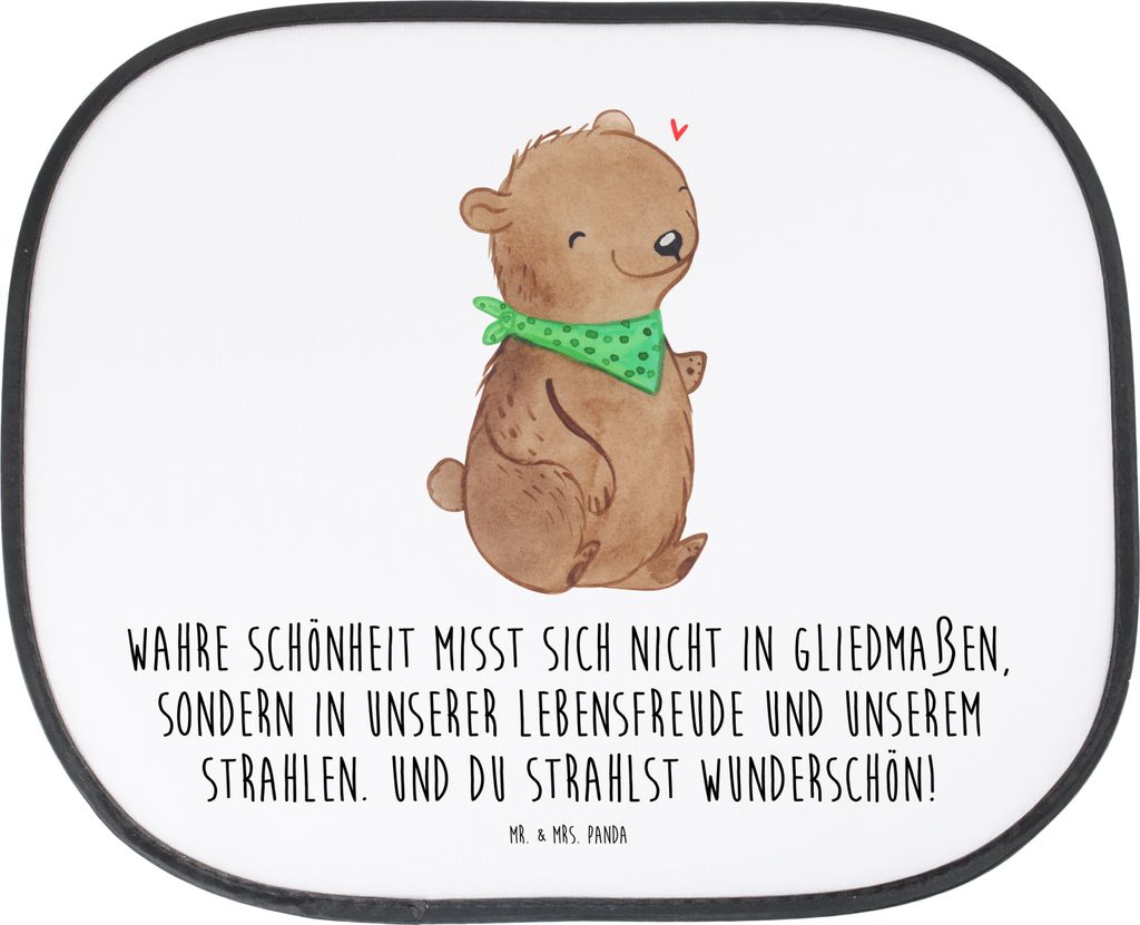 Mr. & Mrs. Panda Sonnenschutz Auto Bär Dysmelie - Weiß - Geschenk, Seitlicher, Sonnenblende, Autosonnenschutz