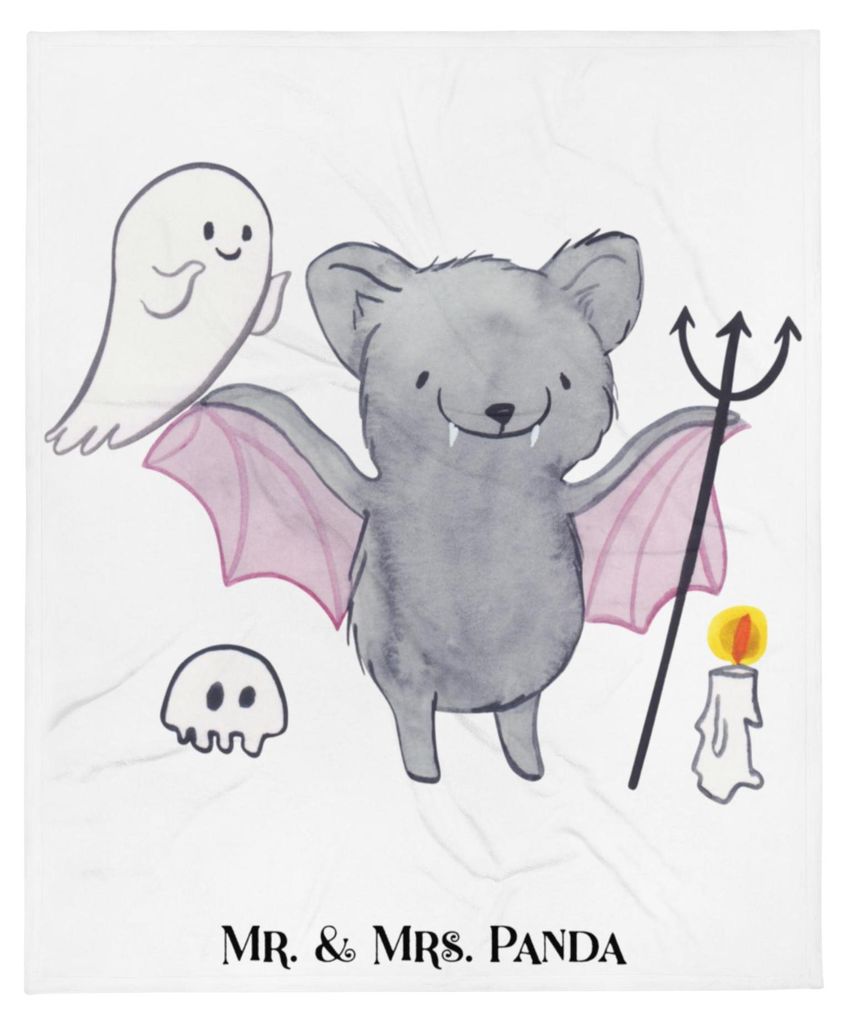 Mr. & Mrs. Panda Tagesdecke Fledermaus Dracula - Weiß - Geschenk, Dekoration, Bettdecke, Decke, Kuschelige, Bettüberwurf, Kuscheldecke