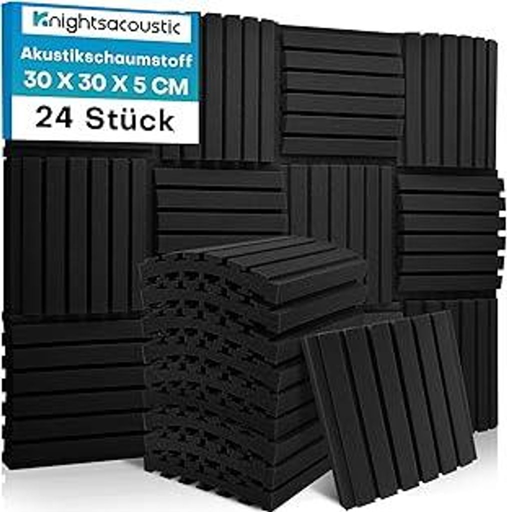 24 Stück Akustikschaumstoff Schallschutzplatten, 5 X 30 X 30 CM (2 X 12 X 12), Schalldämmung Akustikpaneele, Schallschutz Acoustic Panel, Schalld...