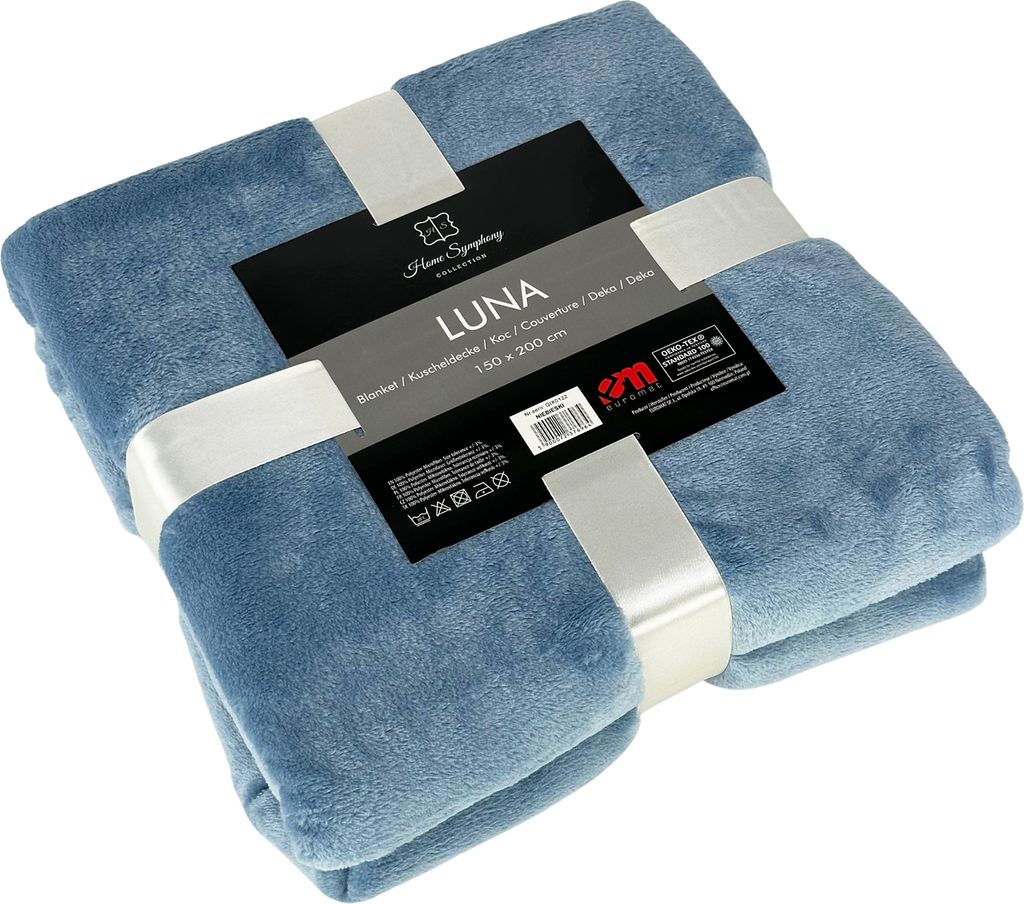 Mikrofaserdecke Flanell Kuscheldecke Bettüberwurf , Gesäumte Kanten bei Decken, Größe: 150x200 cm, Farbe: Hellblau