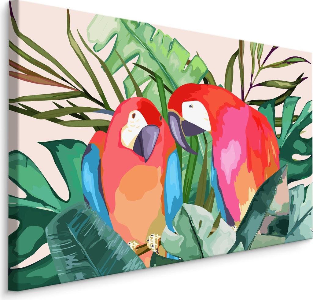 Fabelhafte Canvas LEINWAND BILDER 100x70 cm XXL Kunstdruck Natur Papagei Blätter