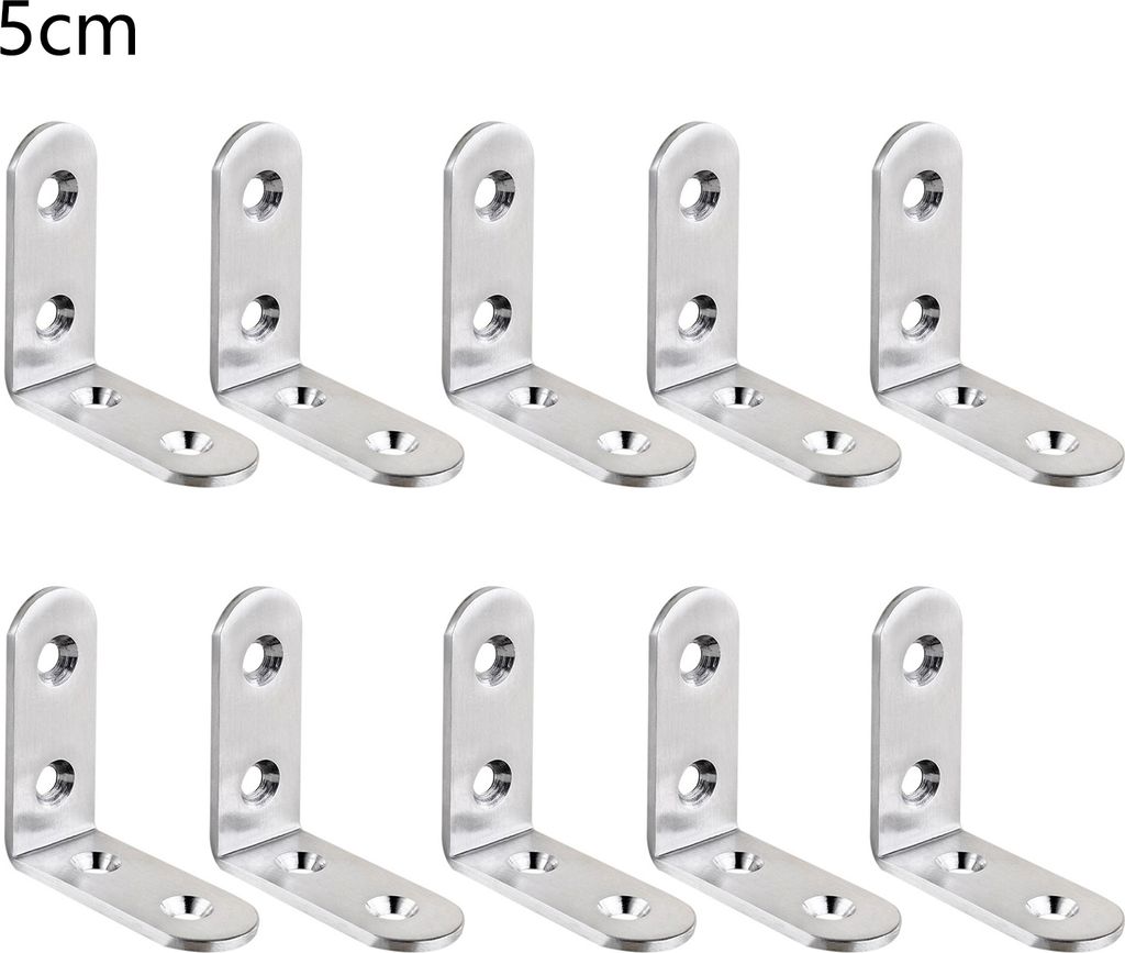 10pcs Eckhalterung rostfeste L-förmige Edelstahl-Schelfständer Eckscheibe für Möbel-Größen:5cm