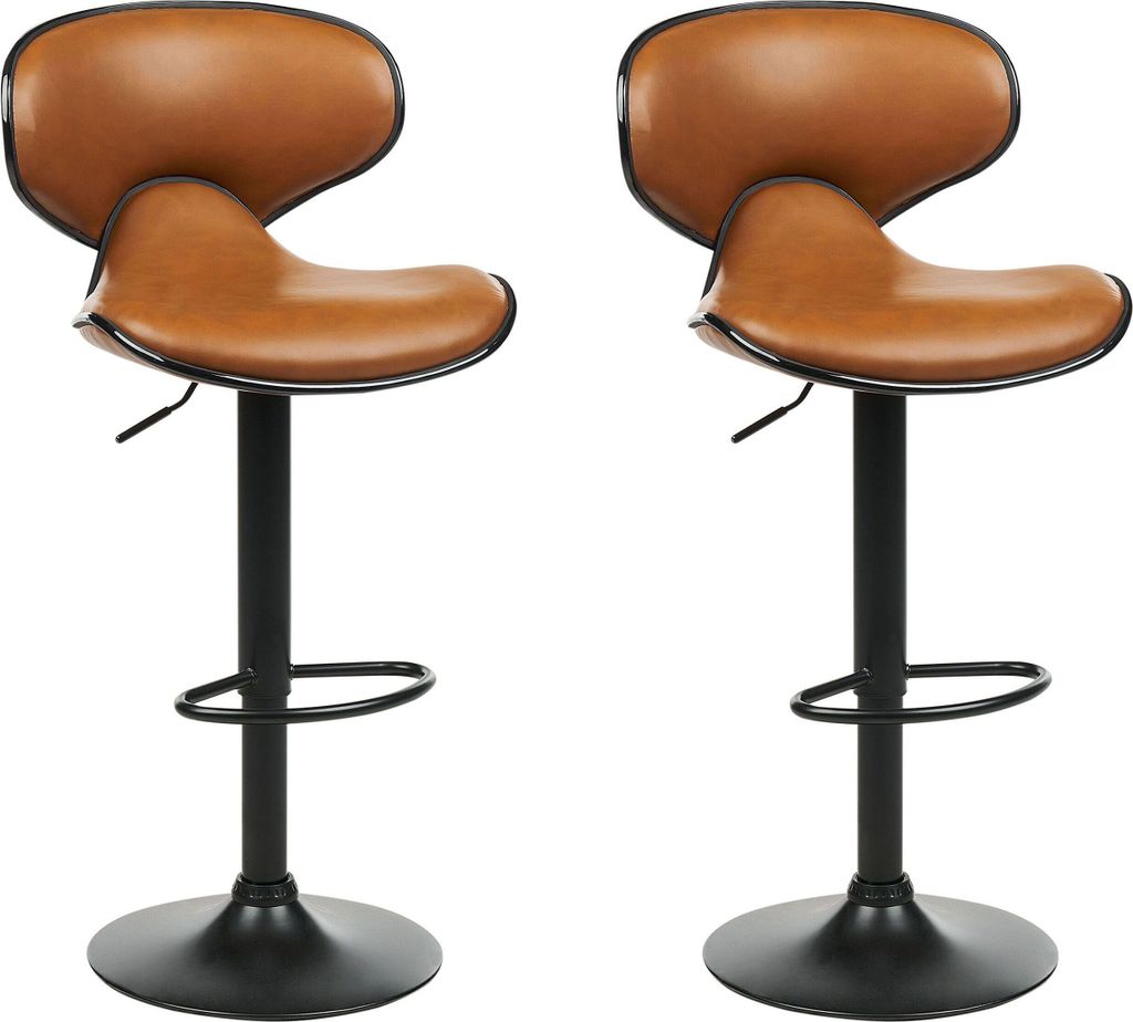 BELIANI Barhocker Goldbraun Kunstleder Höhenverstellbar Produktbild 