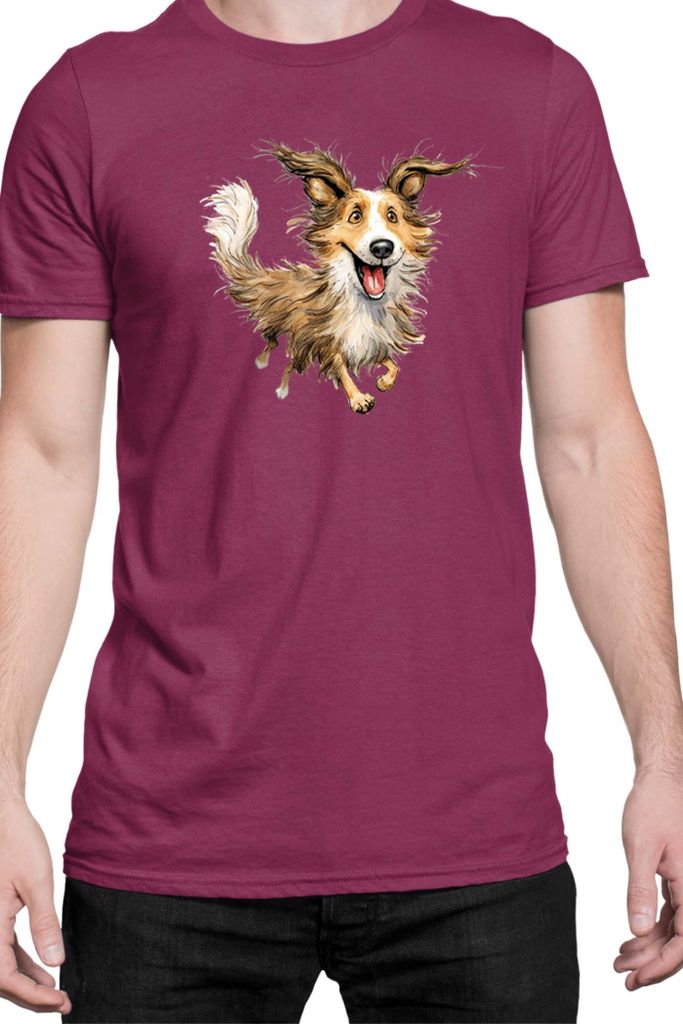 Herren T-Shirt Funny Dogs Breeds Shetland Sheepdog Breed Dog Breed, Man S / Burgundy