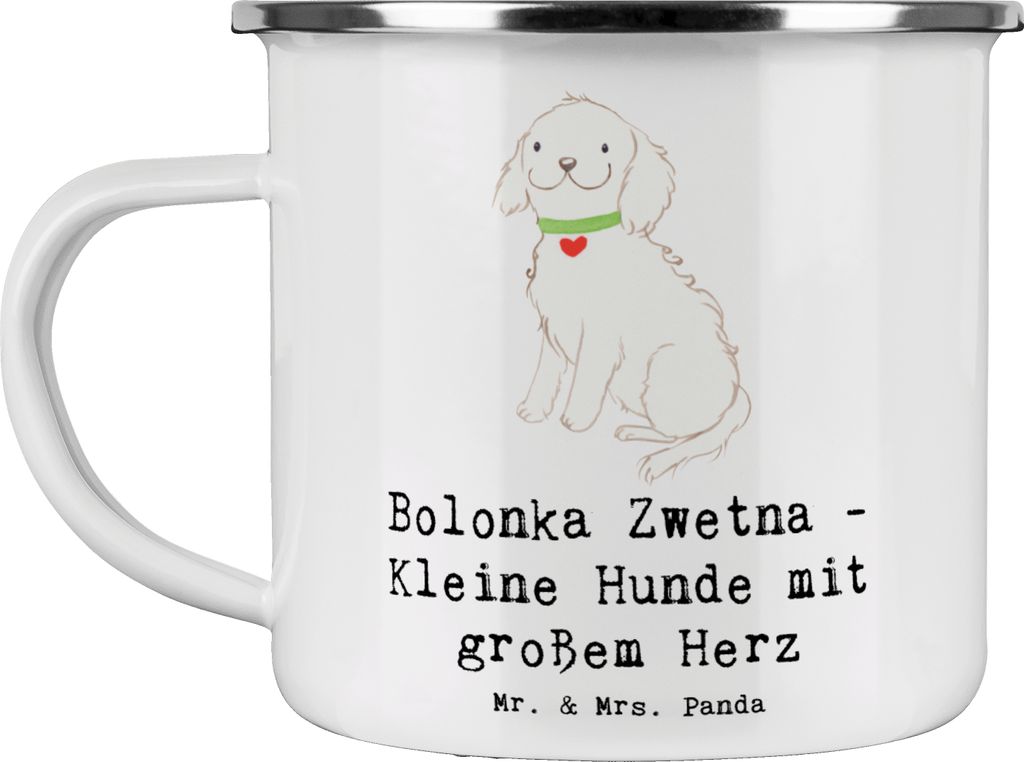 Mr. & Mrs. Panda Pott Bolonka Zwetna Herz - Weiß - Geschenk, Teetasse, Hunde, Haferl, Emaille Becher, liebenswürdige, verspielte, treue Begleiter...