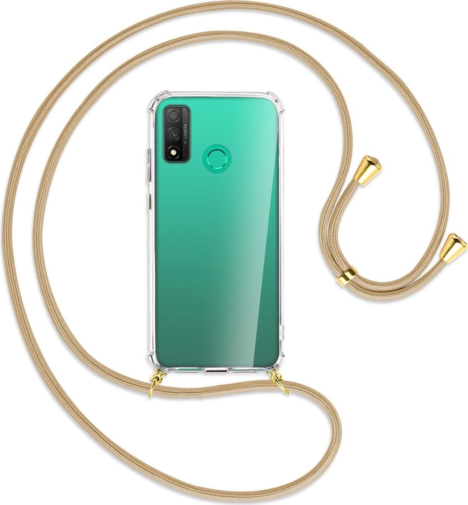 Handykette Backcover-Schutzhülle mit Band (Metall goldfarben) für Huawei P Smart 2020 - caramel