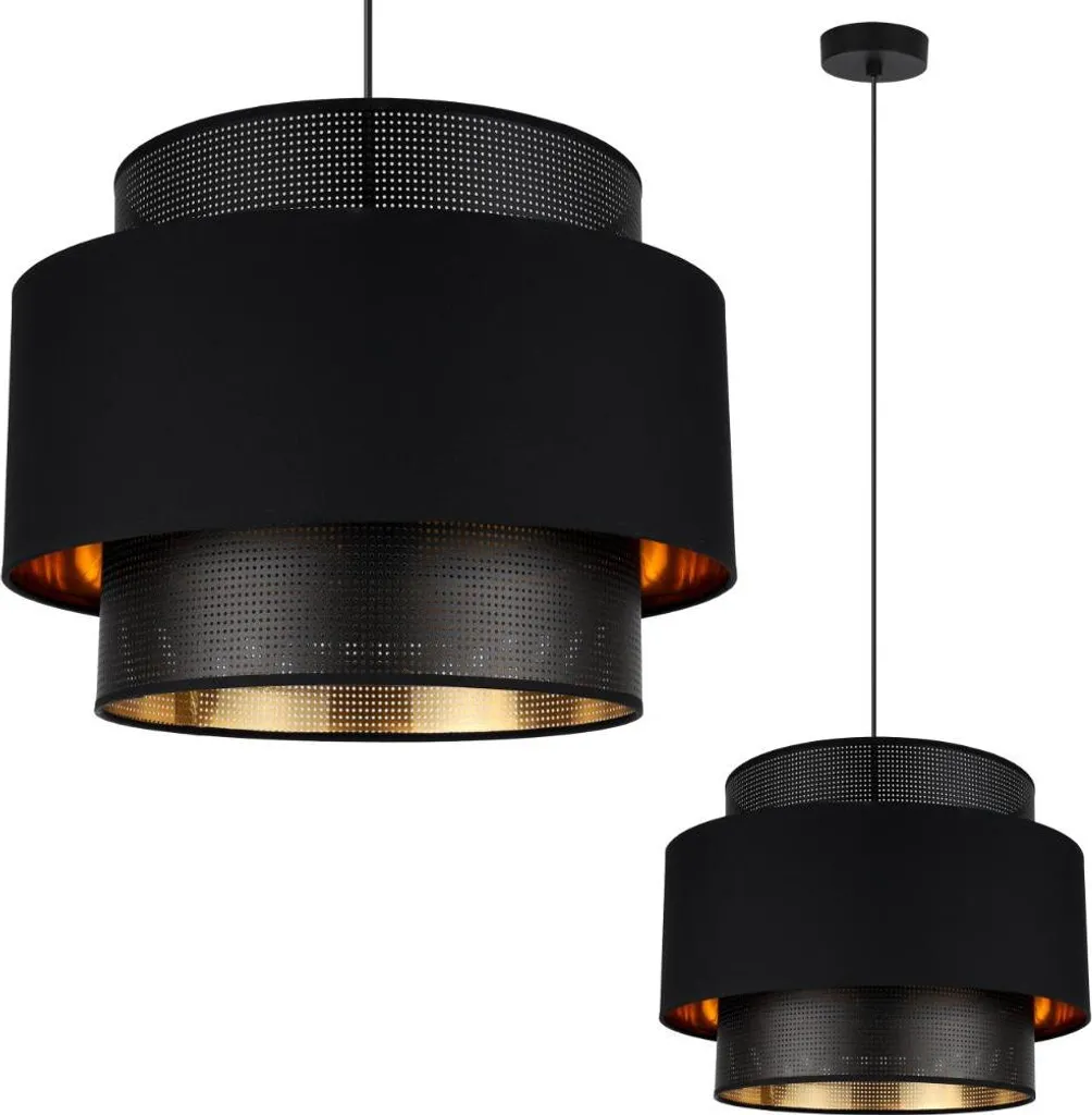 Asti Trio Lampada Sospensione Nero Oro 40cm - Maglia Design E27