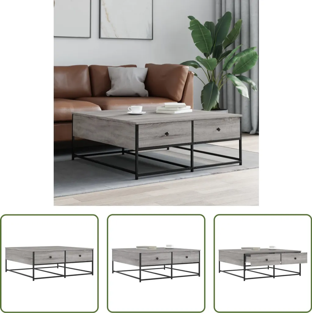 Tavolino da Salotto 100x99x40 cm Grigio Sonoma - Arredo Design Moderno