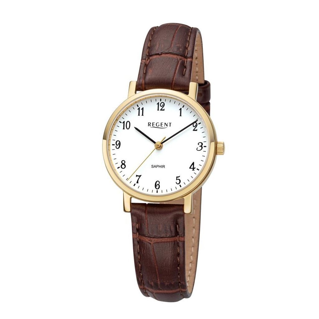 Regent Damen Uhr Lederarmband Leder Armbanduhr Analog braun Produktbild 
