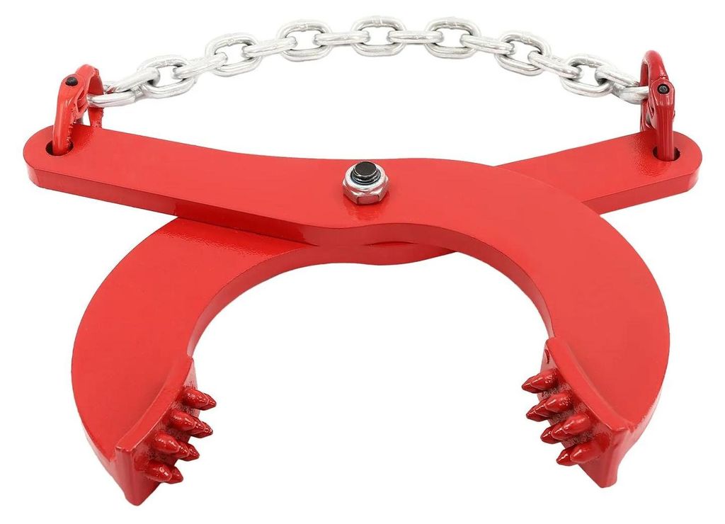 Palettenzieher - Palettenklemme - Verstellbar 0–17 cm - 2000 kg Tragkraft - Rutschfeste Backen - 80 cm Kette - Schwere Ausführung - Rot