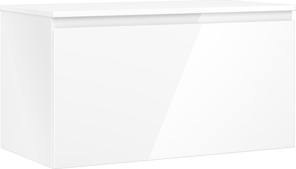 Mexen Orio Badezimmer-Waschbeckenschrank 90 cm mit Arbeitsplatte, 1 Schublade, weiß glänzend - 91A10-09047-1-BFC00