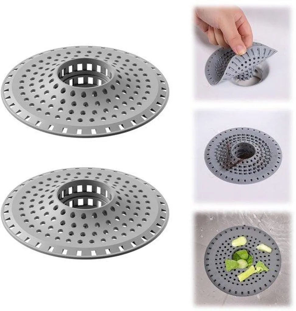 Filtre à cheveux en silicone lot de 2 pour douche et baignoire standard