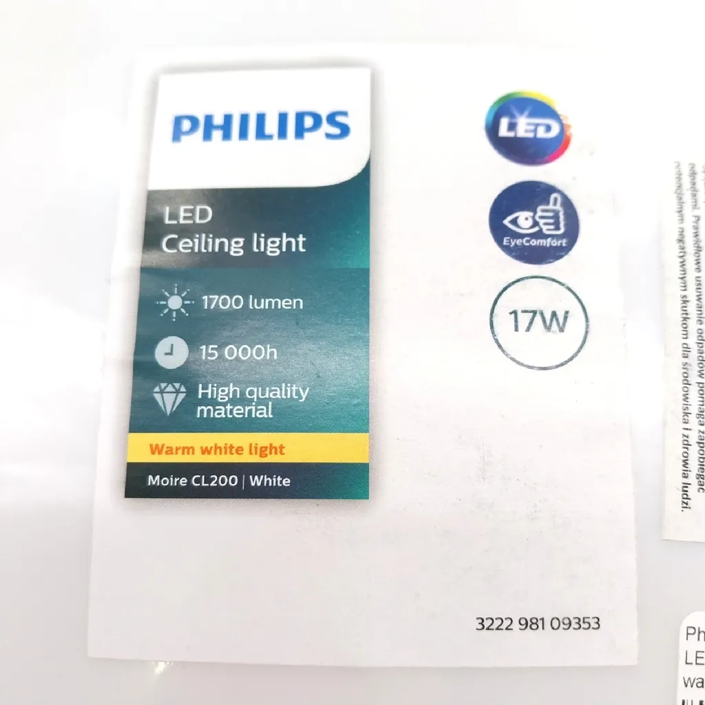 Plafonnier Philips Moire Grand Format avec Lumière Blanche Chaude LED - 4