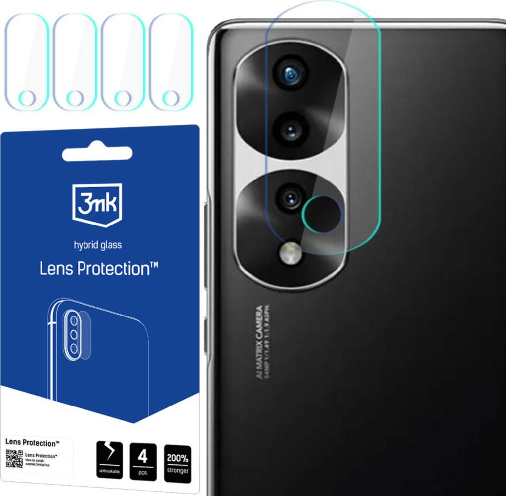 3mk Hybridglas Lens Protection für Honor 70 Pro/Pro+ Kamera Objektiv Kameralinse 0,16mm 6H (4 Stück)
