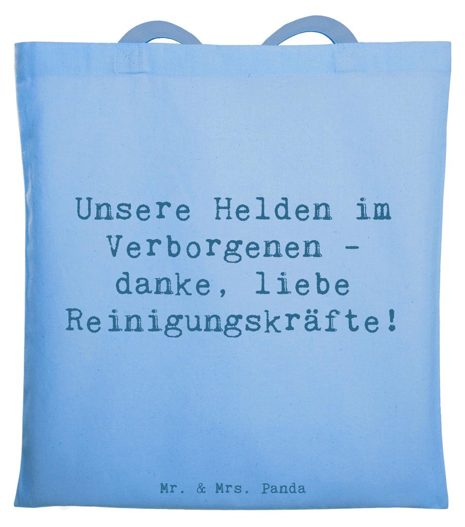 Mr. & Mrs. Panda Einkaufstasche Spruch Reinigungskraft Helden - Sky Blue - Geschenk, Jutebeutel, besondere Menschen, Bedanken, Laptoptasche, Tasche...