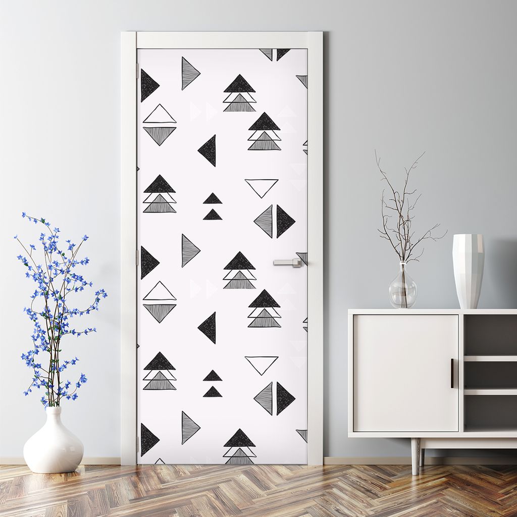 Dekorative Türposter Aufkleber selbstklebend Klebefolie Dreiecke Formen 85 x 200 cm