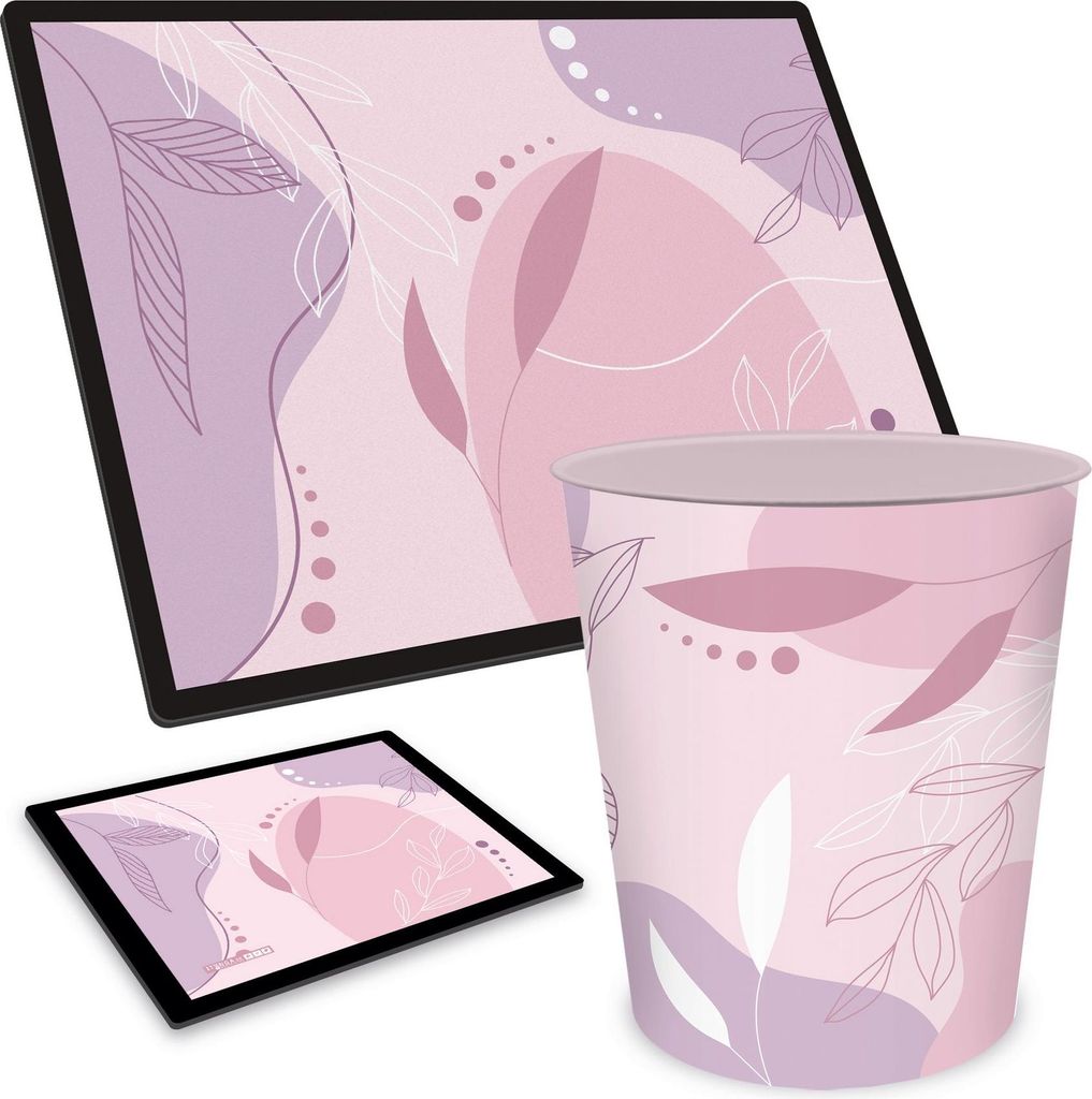 ITENGA Papierkorb Schreibtischunterlage Mauspad Set - ca. 15 Liter - BOC1 rosa