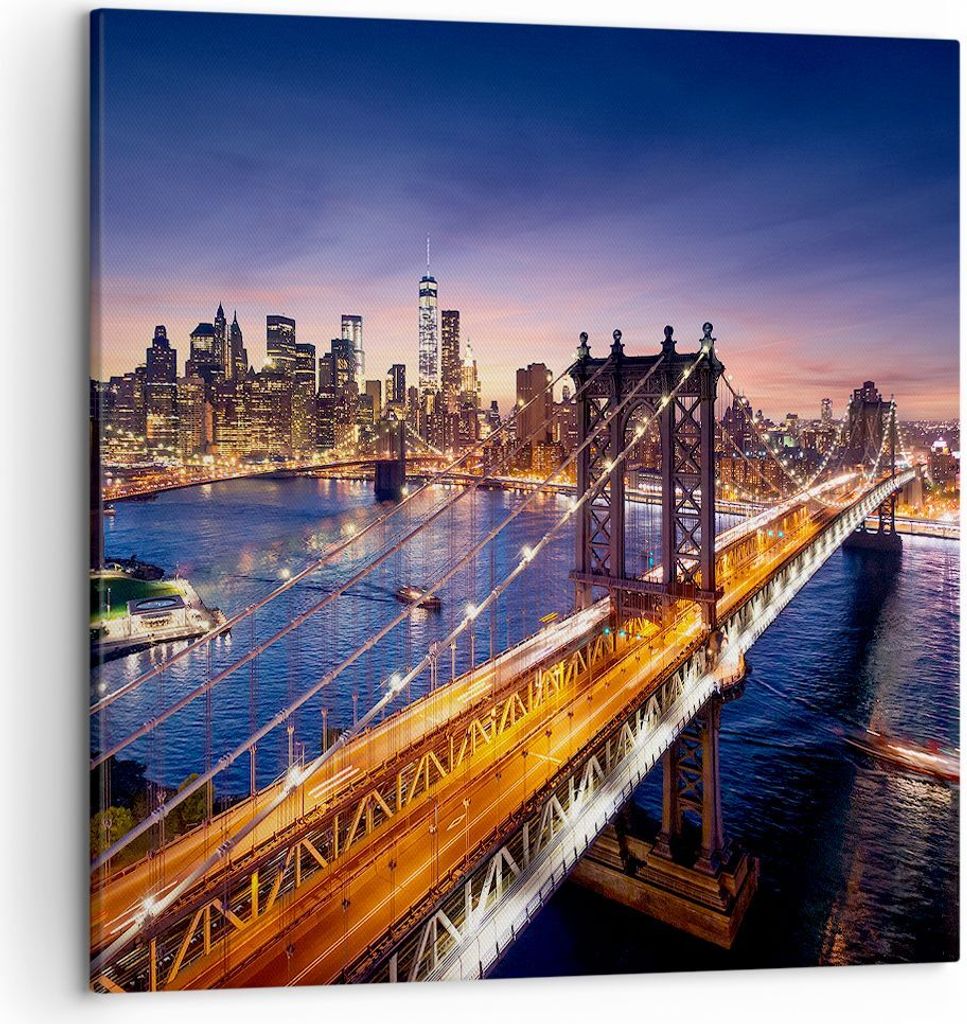 Bild auf Leinwand - Leinwandbild - Usa amerika new york manhattan - 50x50cm - Wand Bild - Wanddeko - Leinwanddruck - Bilder - Kunstdruck - Wanddeko...