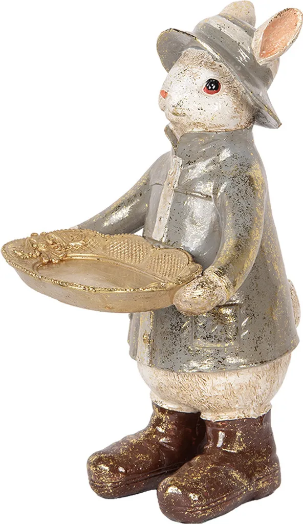 Clayre & Eef Figurine Lapin de Pâques 29 cm Beige en Plastique Déco