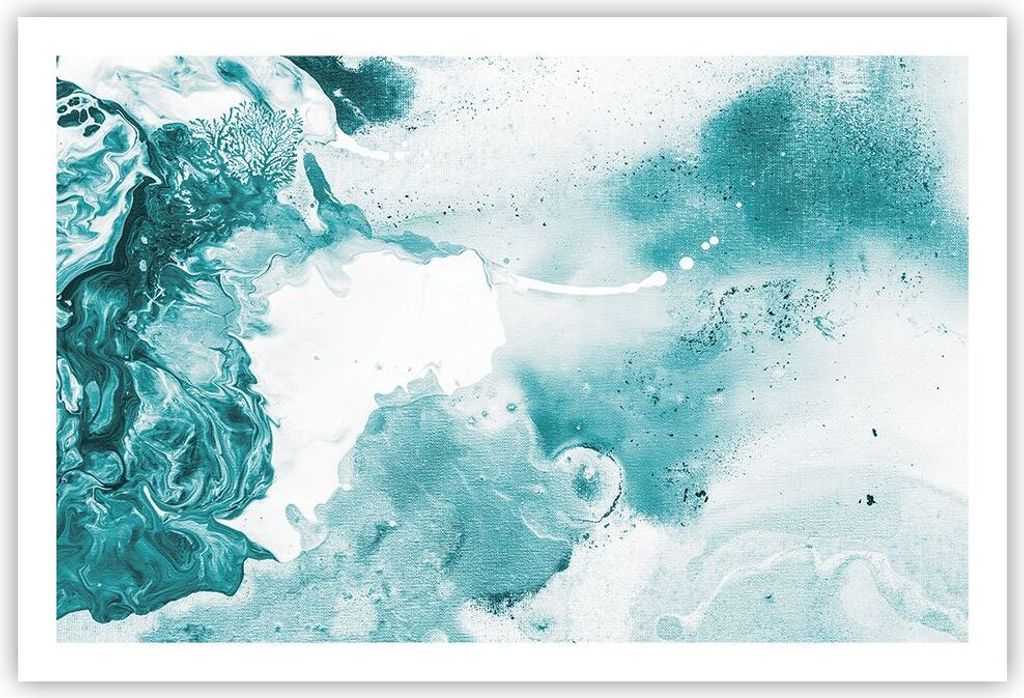 Poster - Poster ohne Rahmen - Abstraktion Meer Türkis - 91,5x61 cm - Wand Bild - Wanddeko - Wandbilder - Kunstposter - Wandposter - Bilder - Kunst...