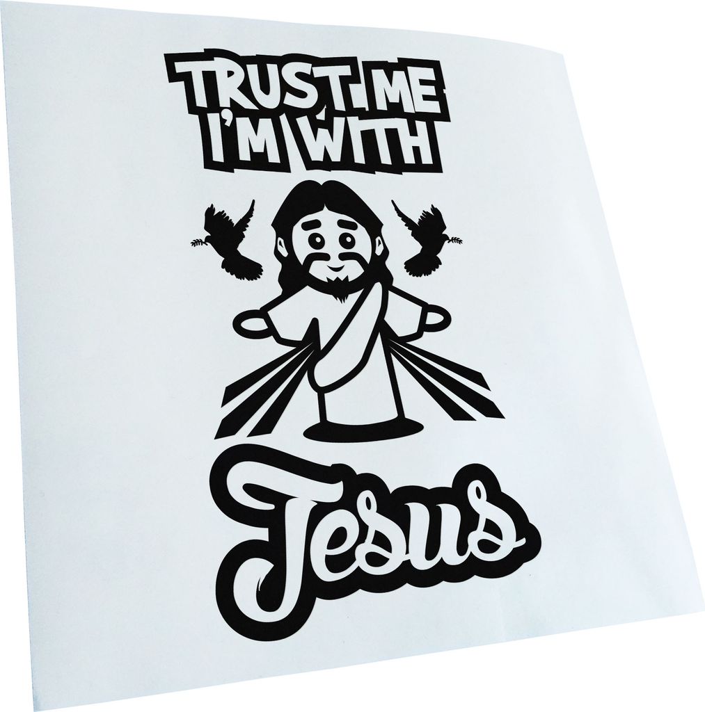 Kiwistar - Autoaufkleber - Trust me im with jesus - Schwarz - 40x22cm - Aufkleber für Auto, Laptop, Fahrrad, LKW, Motorrad mehrfarbig JDM Decal Ra...